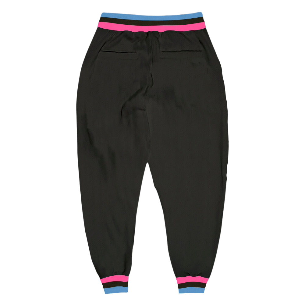 Custom Black Pink-Light Blue Sports Pants view 2