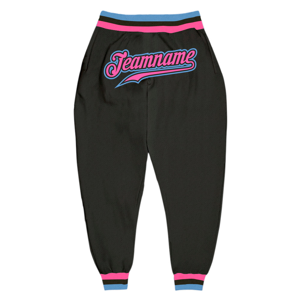 Custom Black Pink-Light Blue Sports Pants - Main View