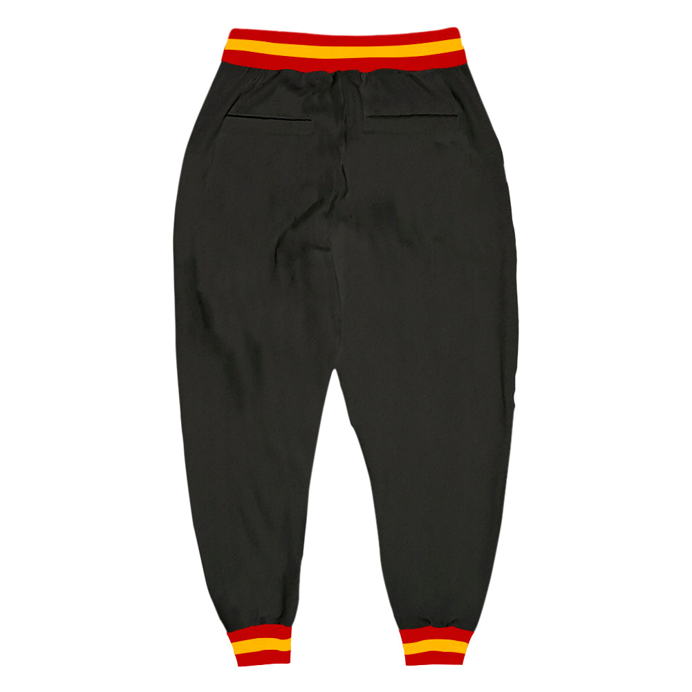 Custom Black Red-Gold Sports Pants view 2