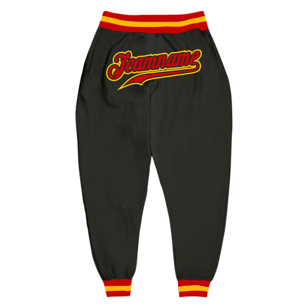 Custom Black Red-Gold Sports Pants - Main View