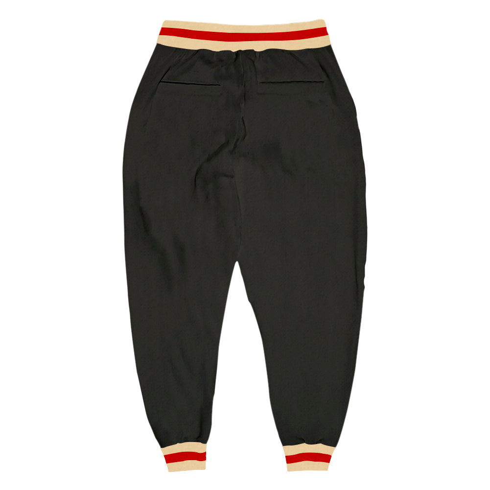 Custom Black Cream-Red Sports Pants view 2