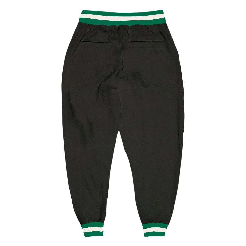Custom Black Kelly Green-White Sports Pants view 2
