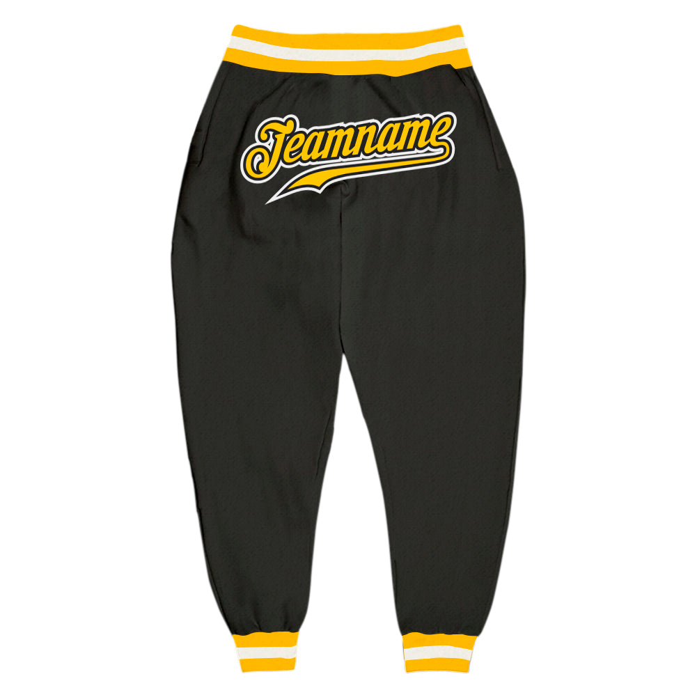 Custom Black Gold-White Sports Pants - Main View