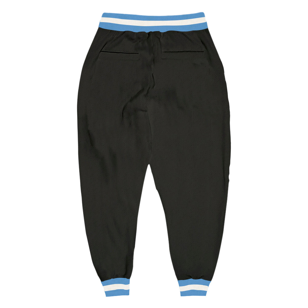 Custom Black Light Blue-White Sports Pants view 2