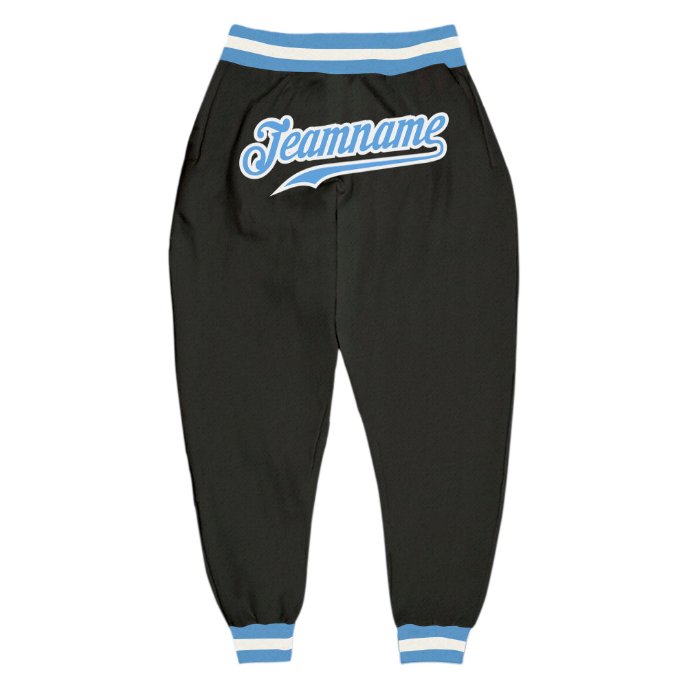 Custom Black Light Blue-White Sports Pants - Main View