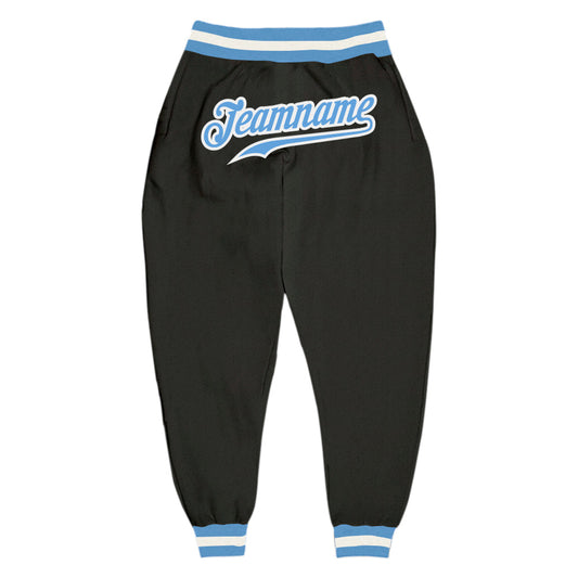 Custom Black Light Blue-White Sports Pants - Main View