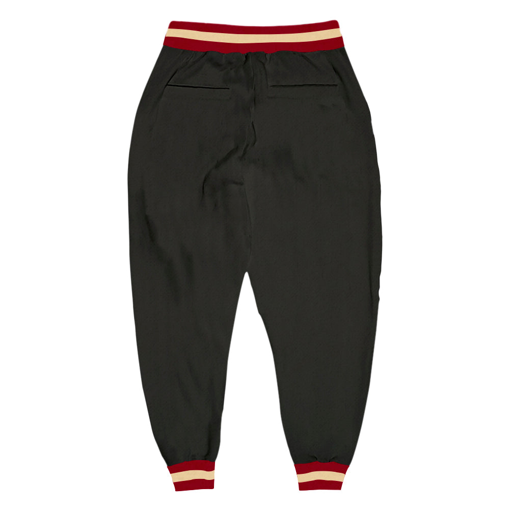 Custom Black Maroon-Crem Sports Pants view 2
