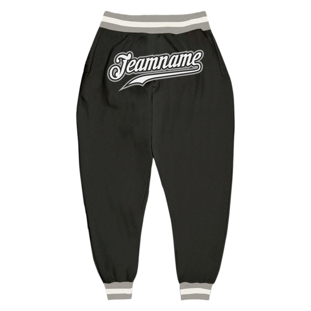 Custom Black White-Gray Sports Pants - Main View