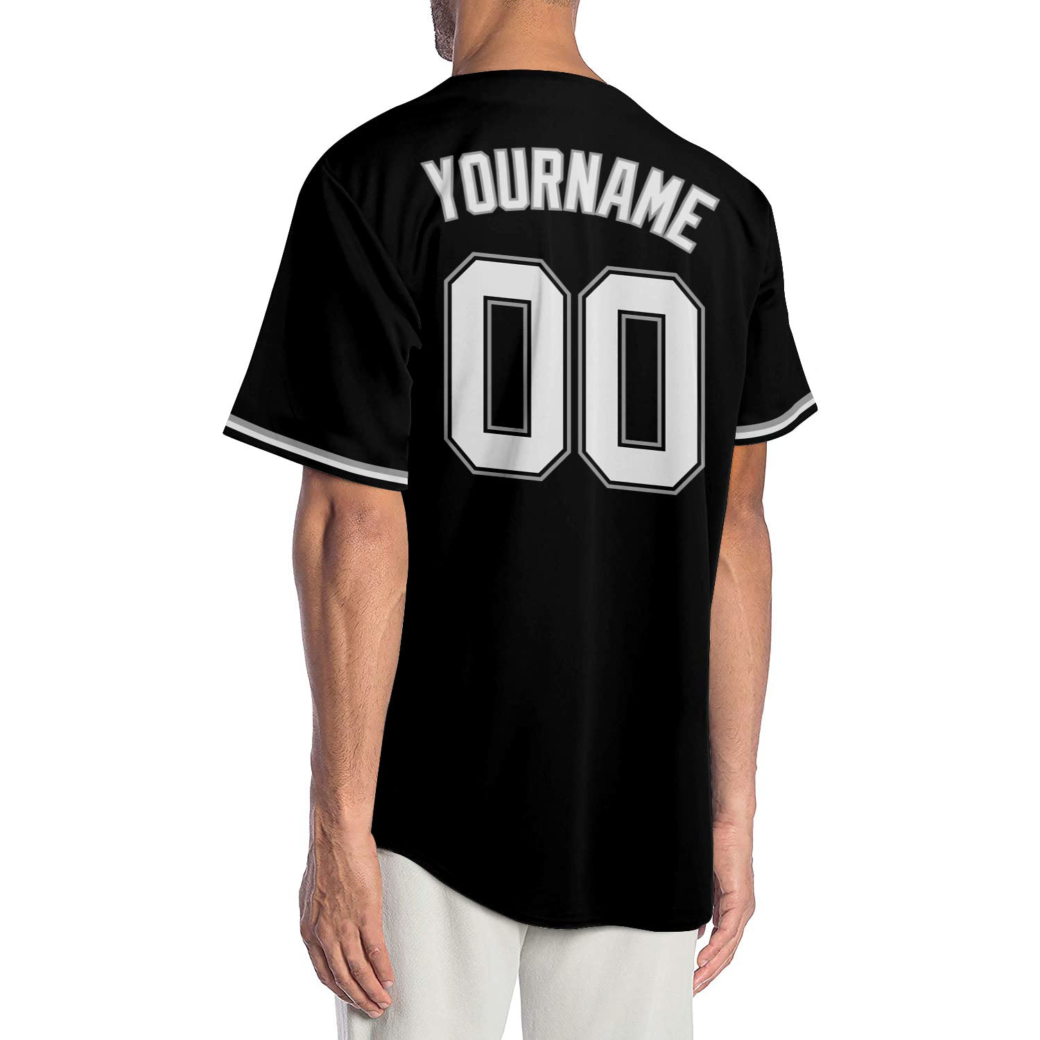 Custom Black White-Gray Authentic Baseball Jersey view 2