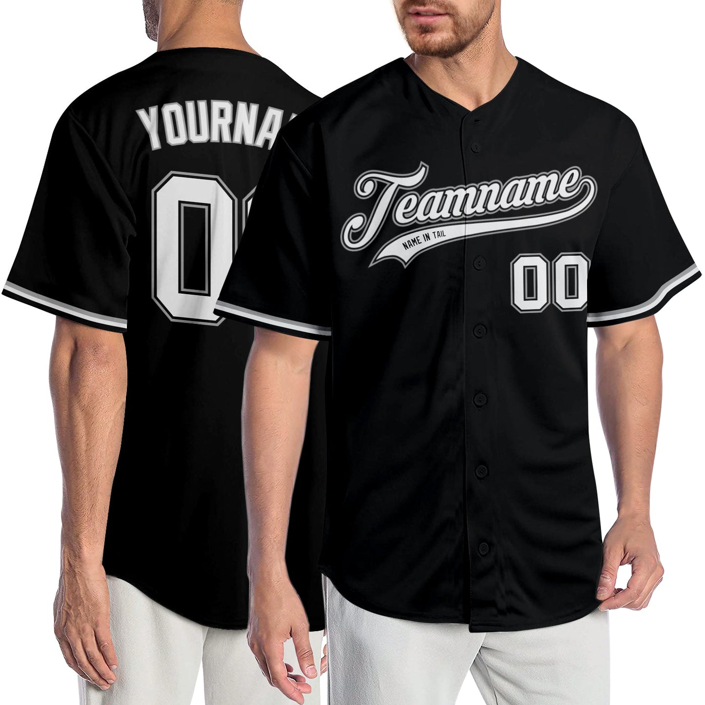 Custom Black White-Gray Authentic Baseball Jersey - Main View