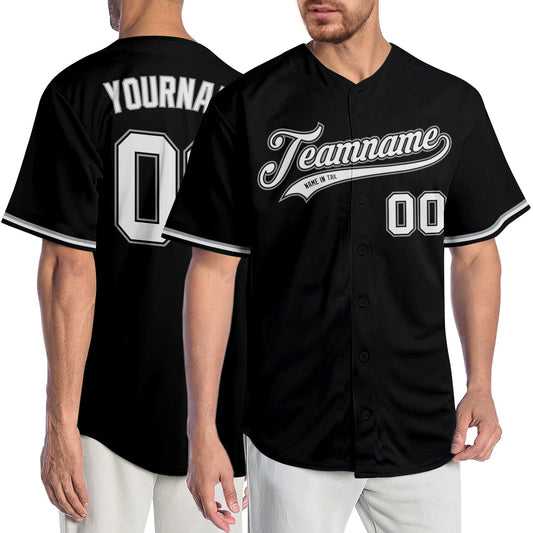 Custom Black White-Gray Authentic Baseball Jersey - Main View