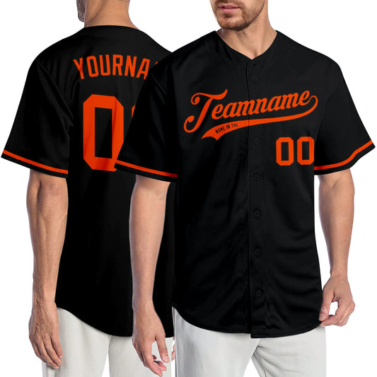 Custom Black Orange Authentic Baseball Jersey - Main View