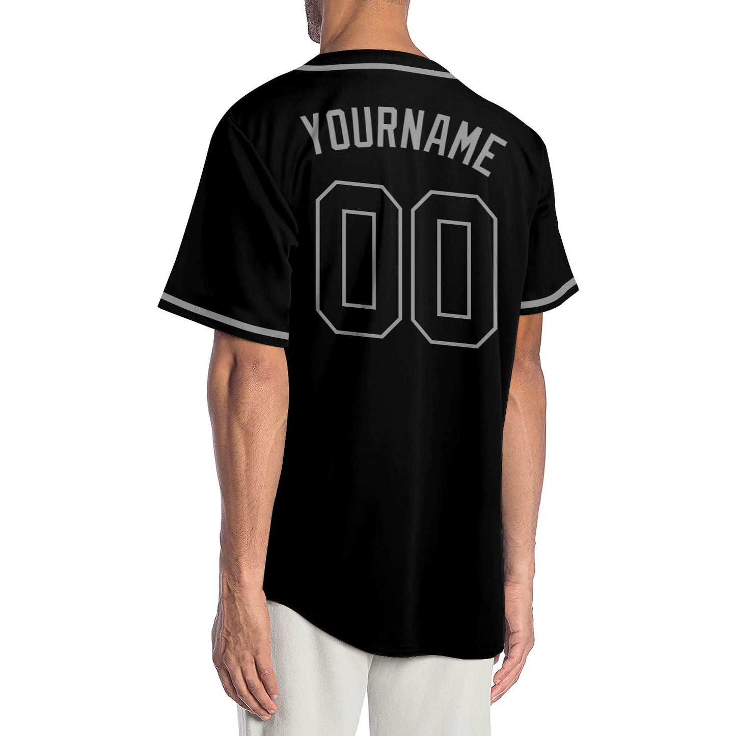 Custom Black Black-Gray Authentic Baseball Jersey view 2