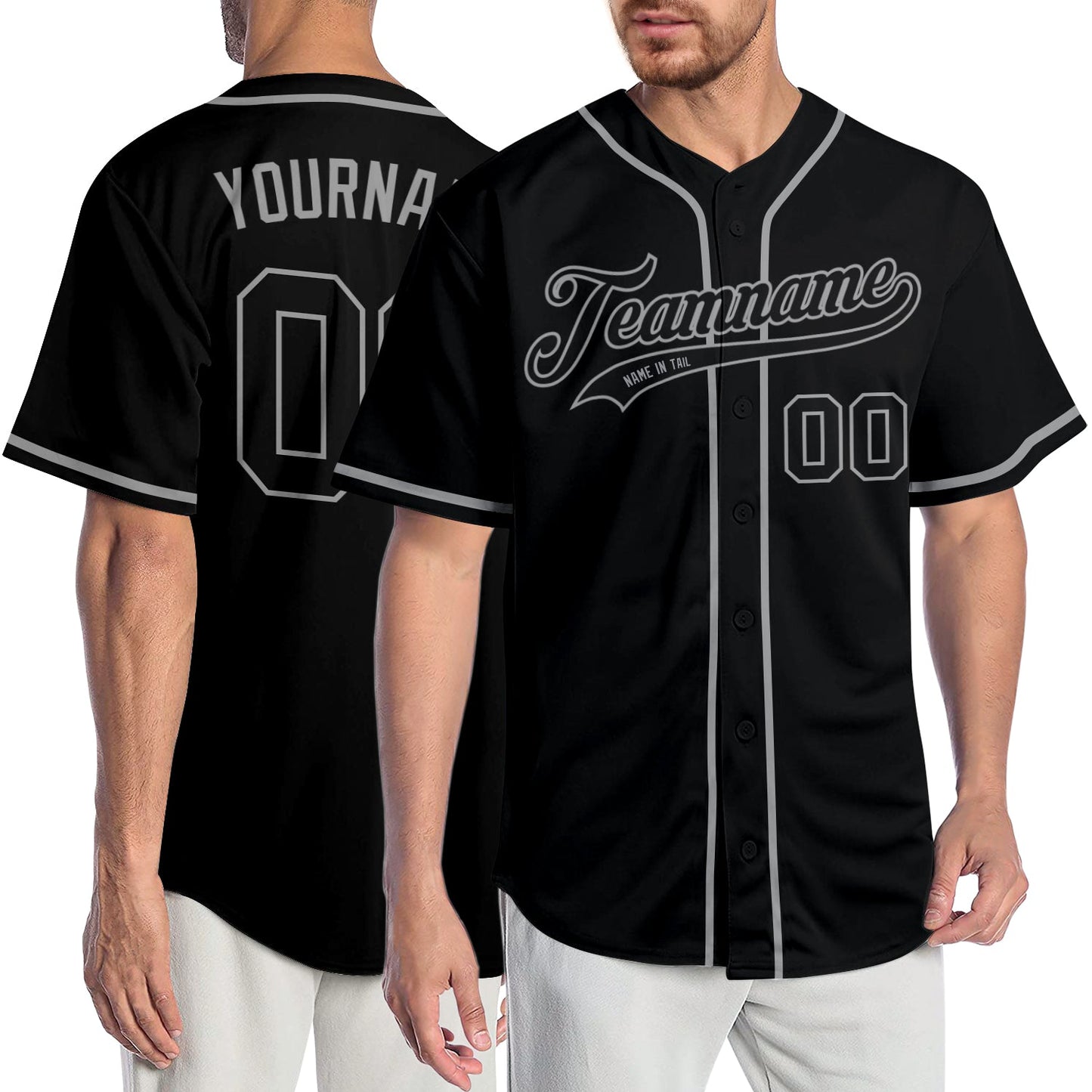 Custom Black Black-Gray Authentic Baseball Jersey - Main View