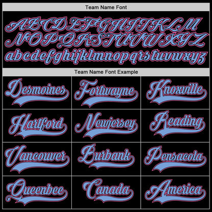 Custom Black Pink-Light Blue Authentic Baseball Jersey view 4