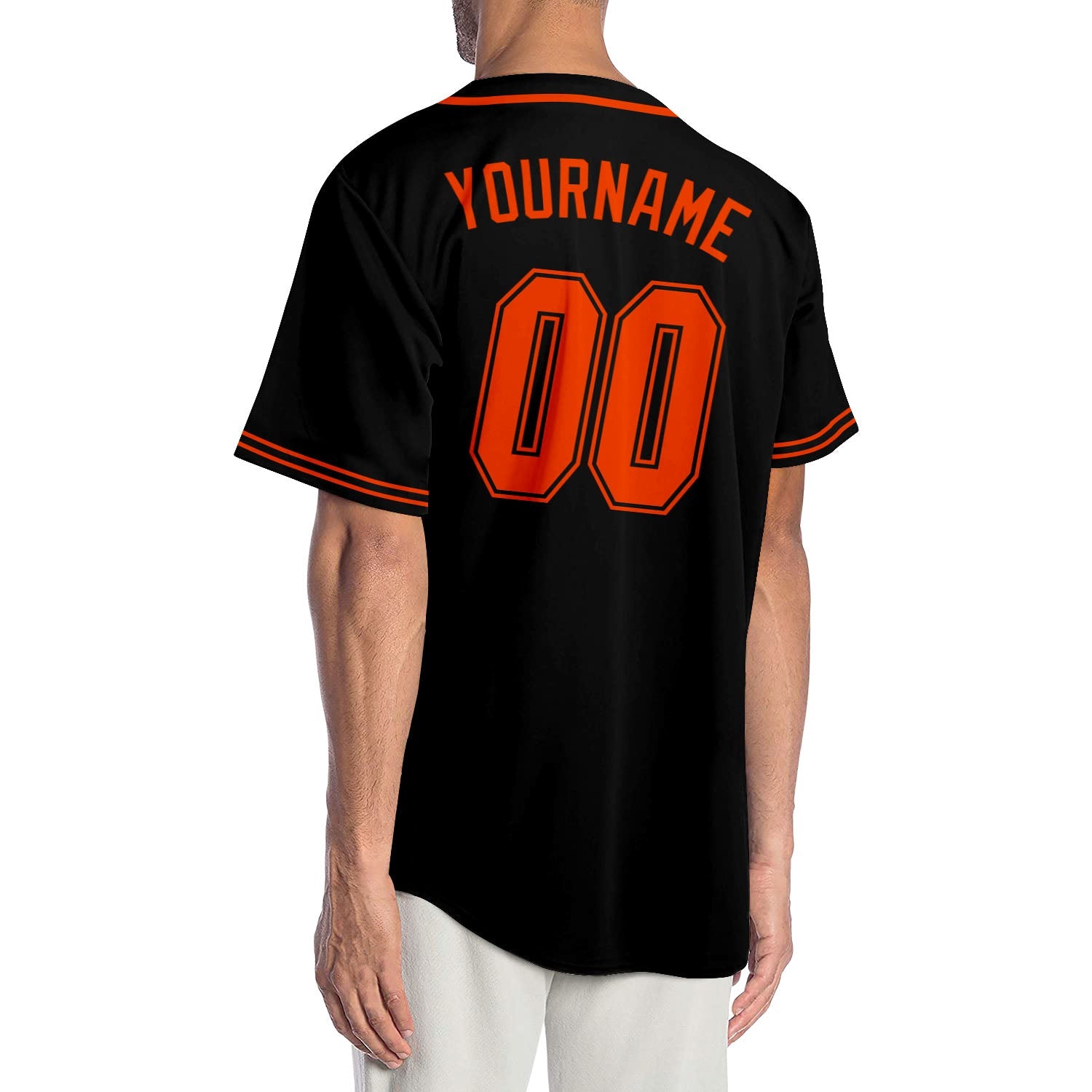 Custom Black Orange-Black Authentic Baseball Jersey view 2