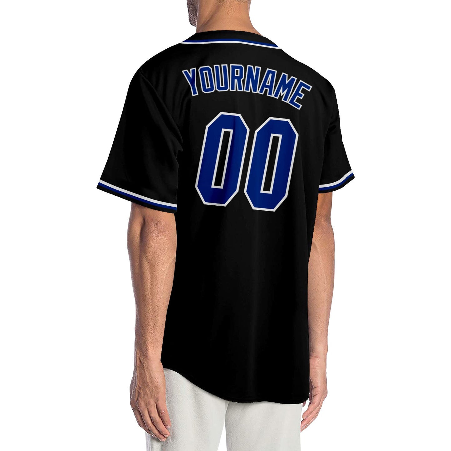 Custom Black Royal-Red Authentic Baseball Jersey view 2