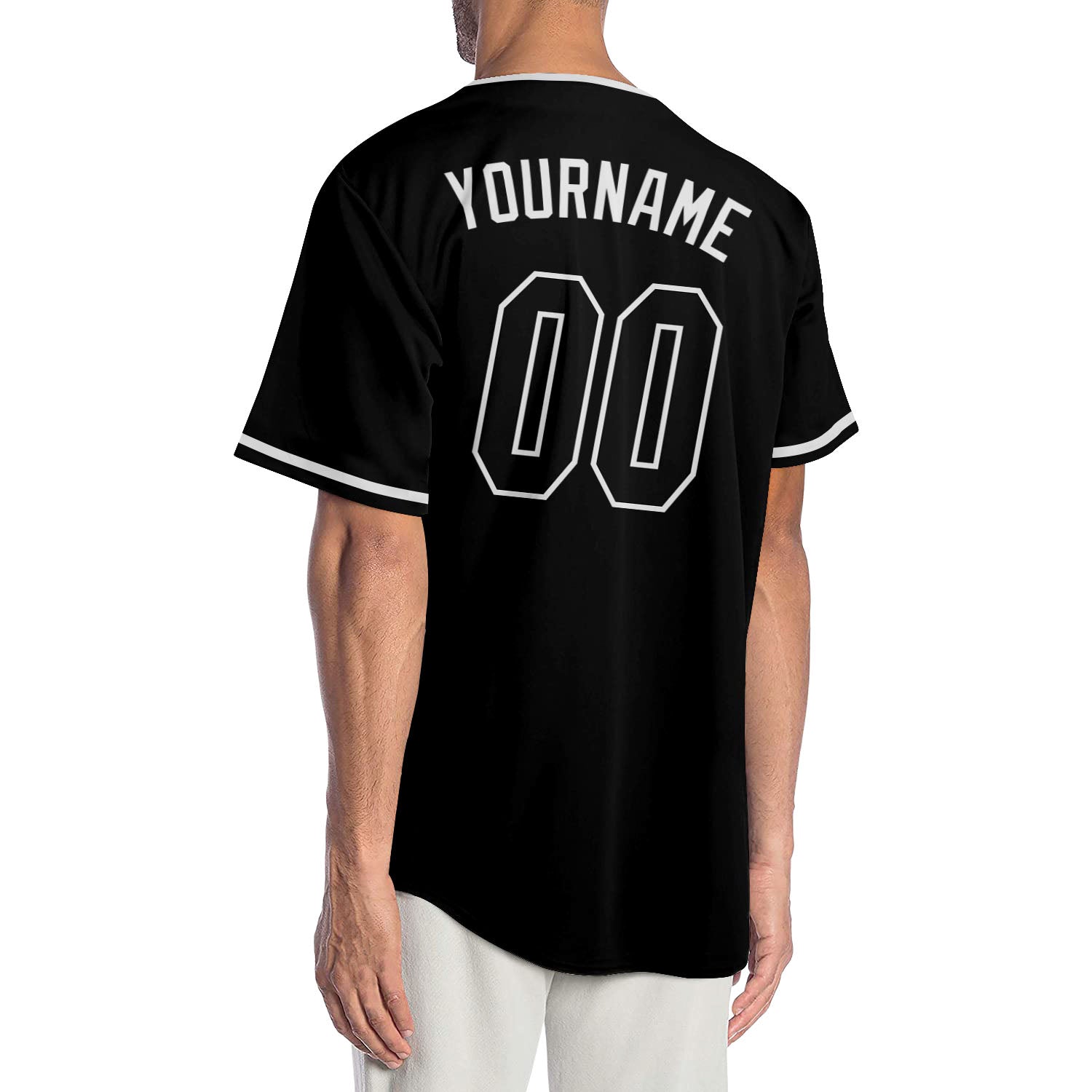 Custom Black Black-White Authentic Baseball Jersey view 2