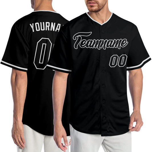 Custom Black Black-White Authentic Baseball Jersey - Main View