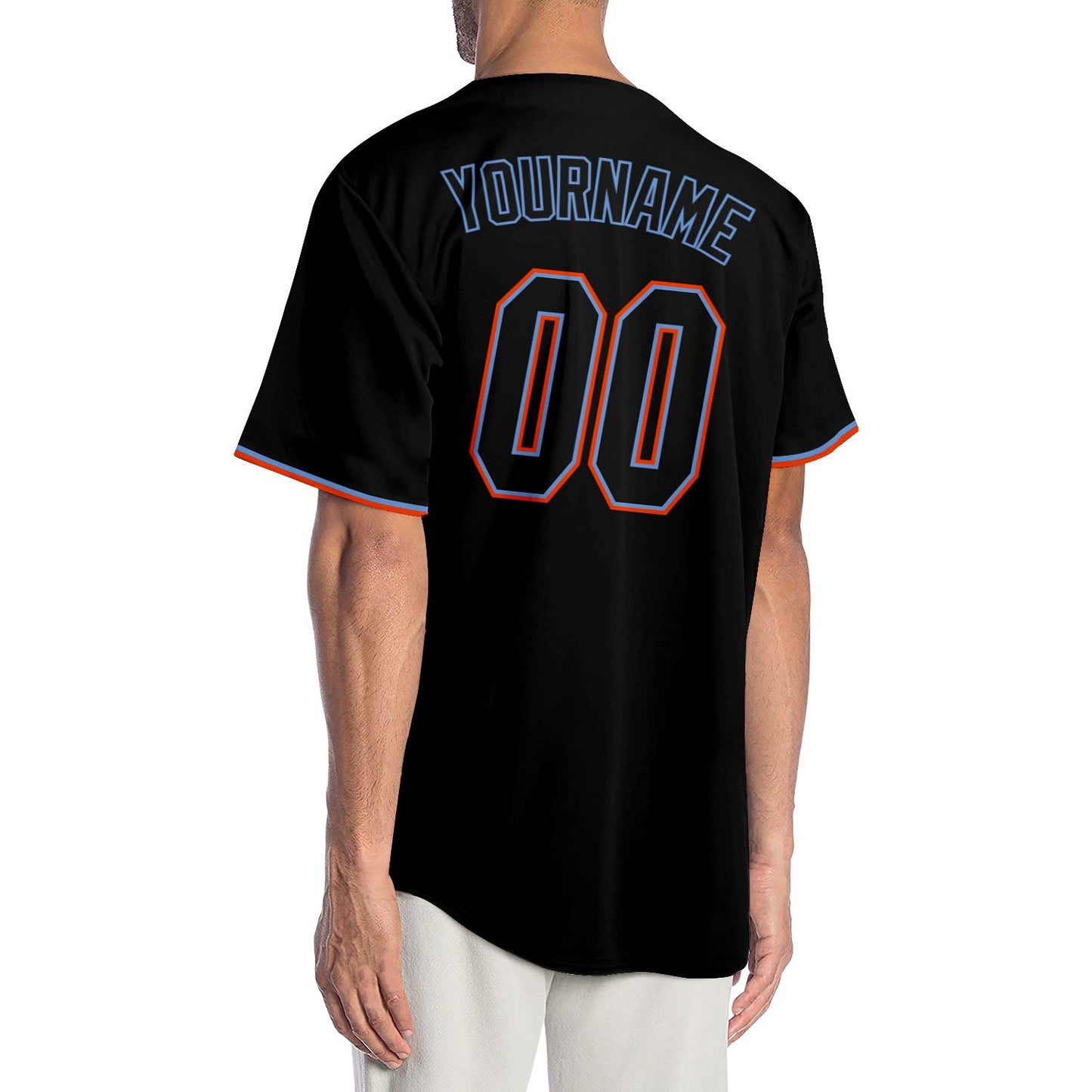 Custom Black Black-Orange Authentic Baseball Jersey view 2