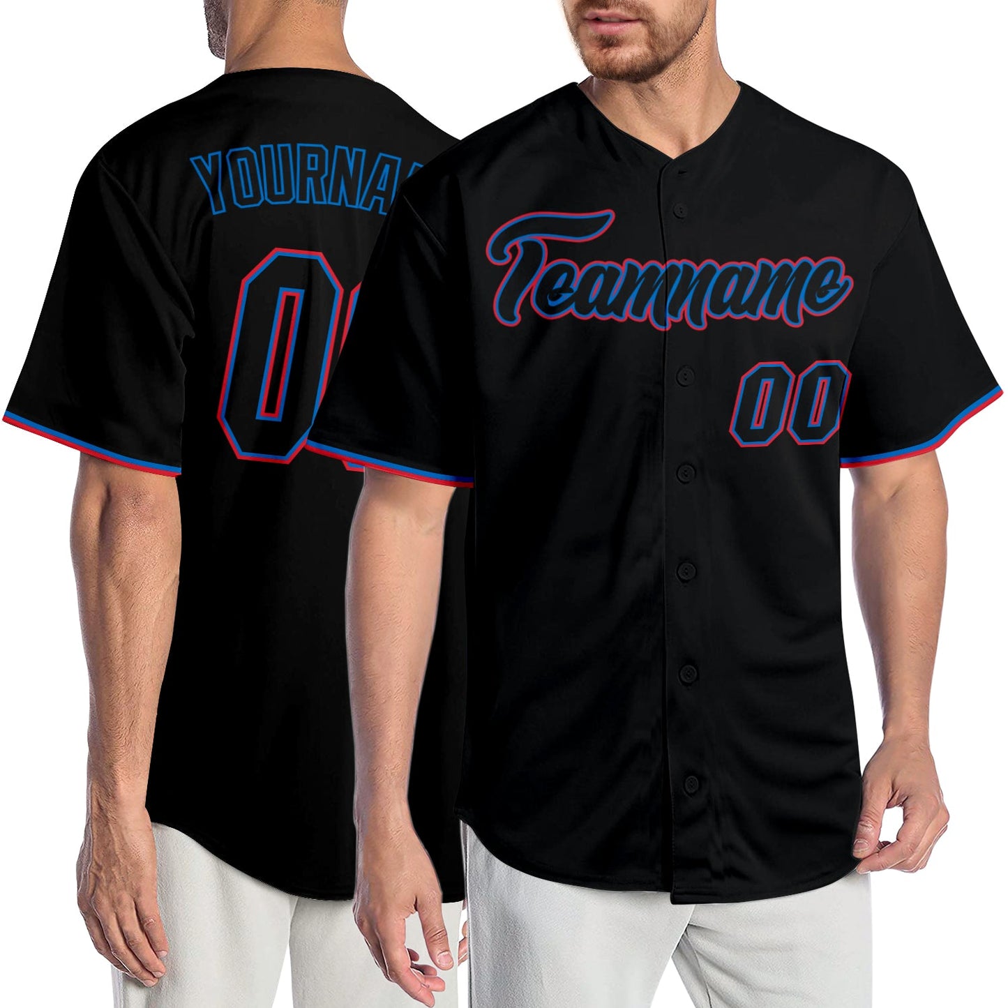 Custom Black Black-Orange Authentic Baseball Jersey - Main View
