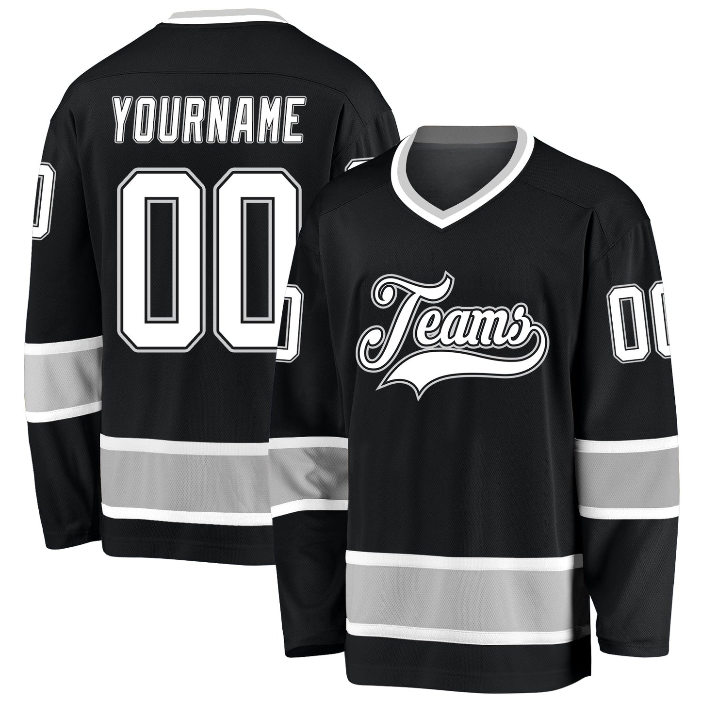 Custom Black White-Gray Hockey Jersey - Main View