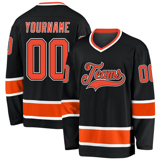 Custom Black Orange-White Hockey Jersey - Main View