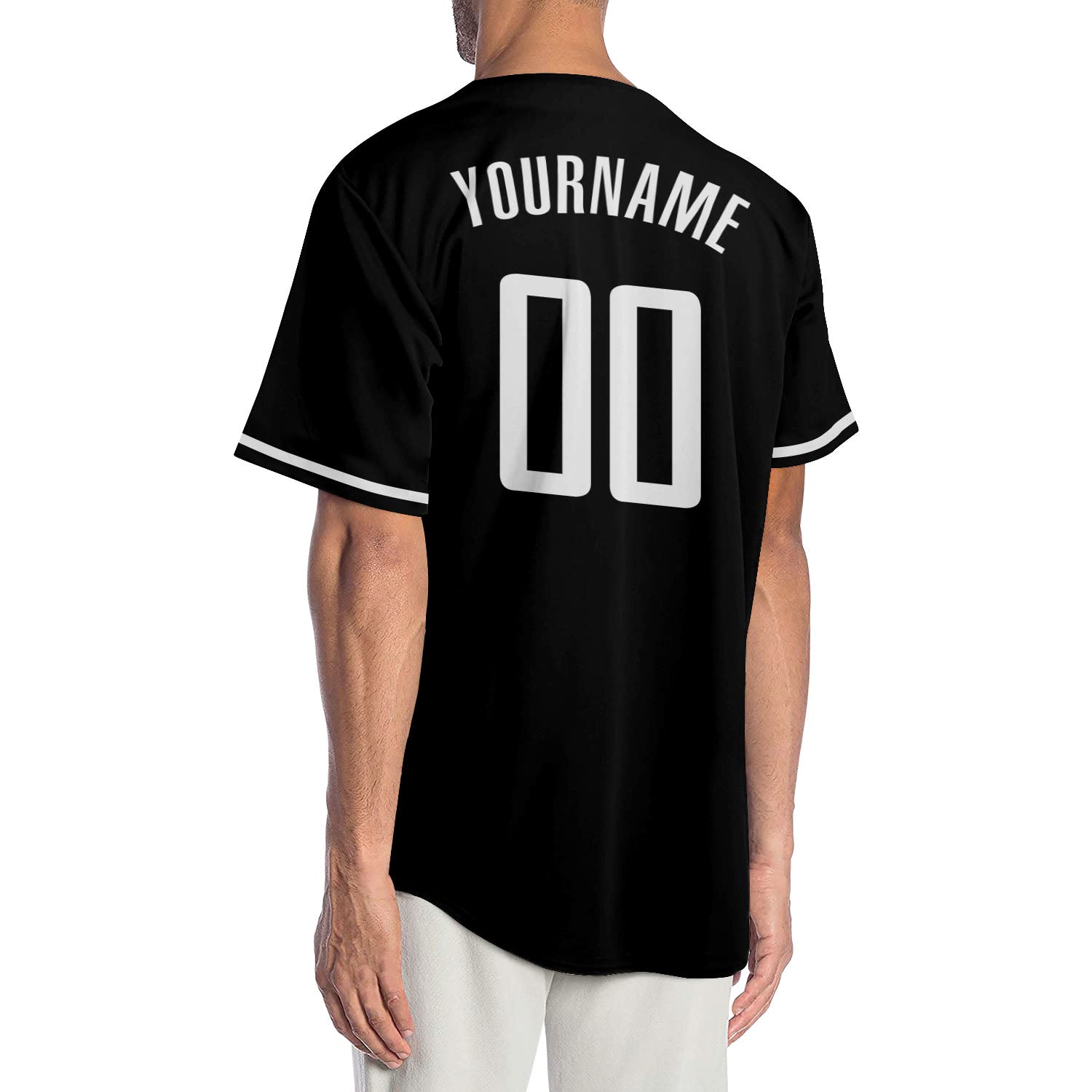 Custom Black White-Red Authentic Baseball Jersey view 2