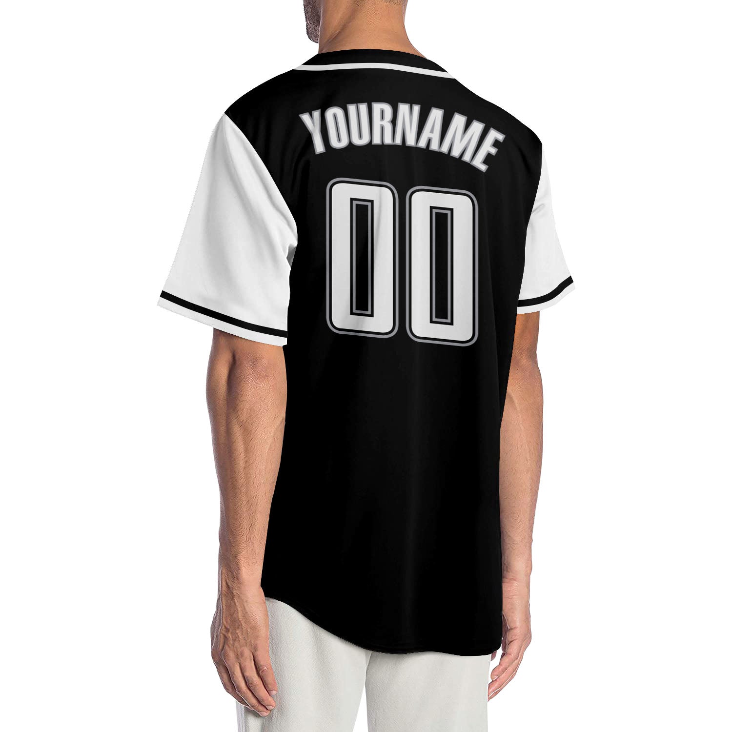 Custom Black White-Gray Authentic Two Tone Baseball Jersey view 2