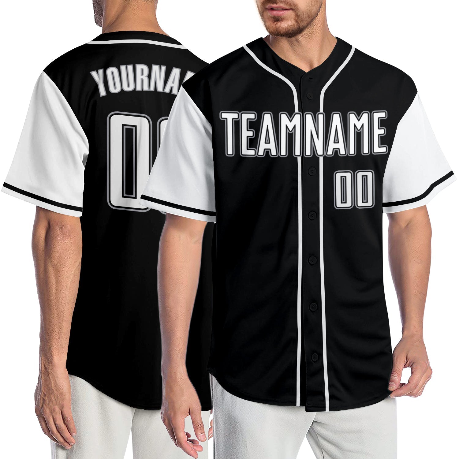 Custom Black White-Gray Authentic Two Tone Baseball Jersey - Main View
