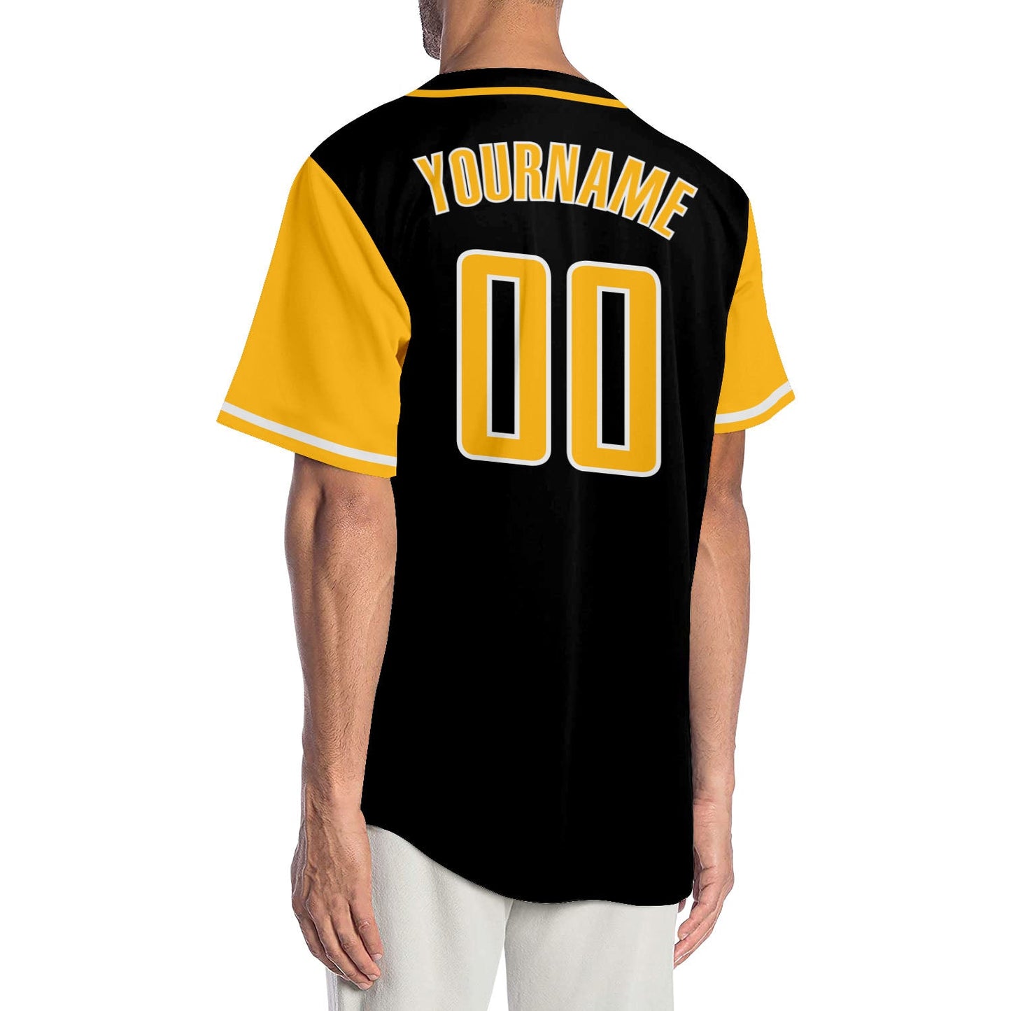 Custom Black Gold-White Authentic Two Tone Baseball Jersey view 2