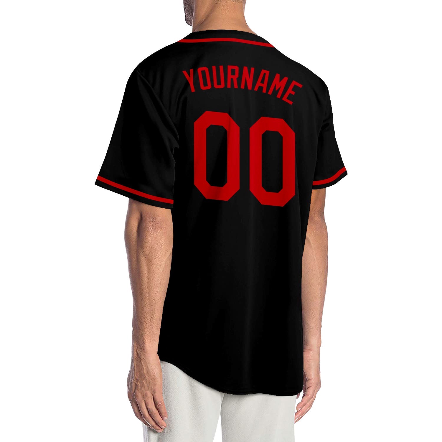Custom Black Red Authentic Baseball Jersey view 2