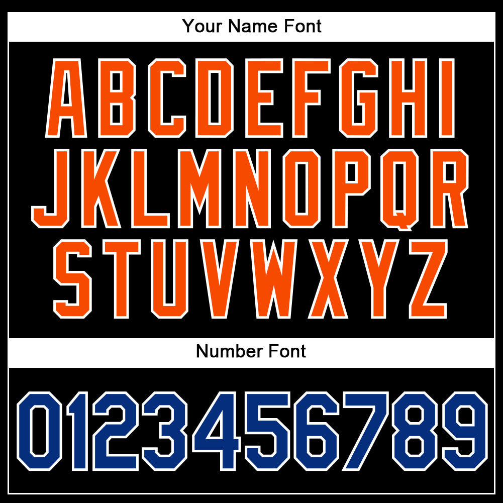 Custom Black Royal-Orange Authentic Baseball Jersey view 5