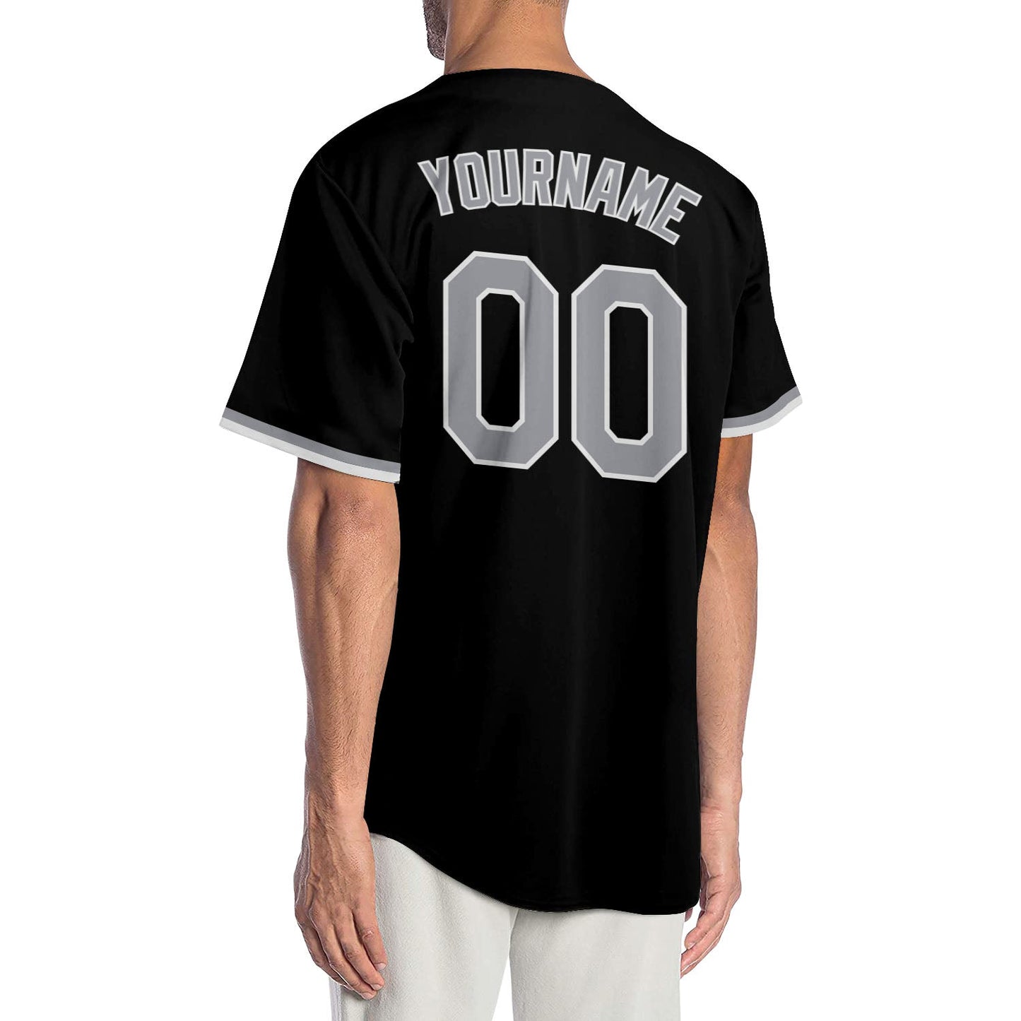 Custom Black Gray-White Authentic Baseball Jersey view 2