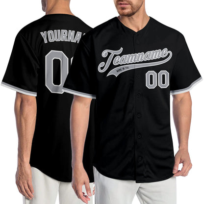 Custom Black Gray-White Authentic Baseball Jersey - Main View