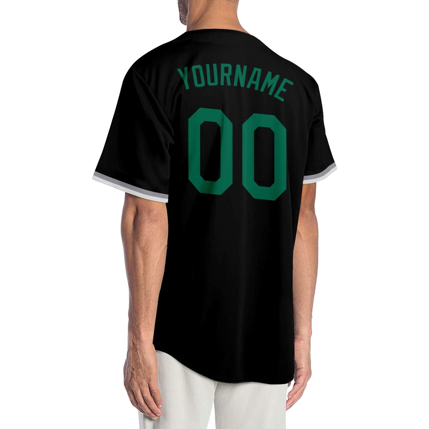 Custom Black Kelly Green Authentic Baseball Jersey view 2