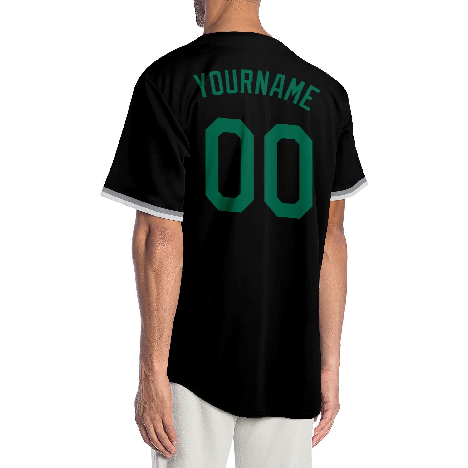 Custom Black Kelly Green Authentic Baseball Jersey view 2