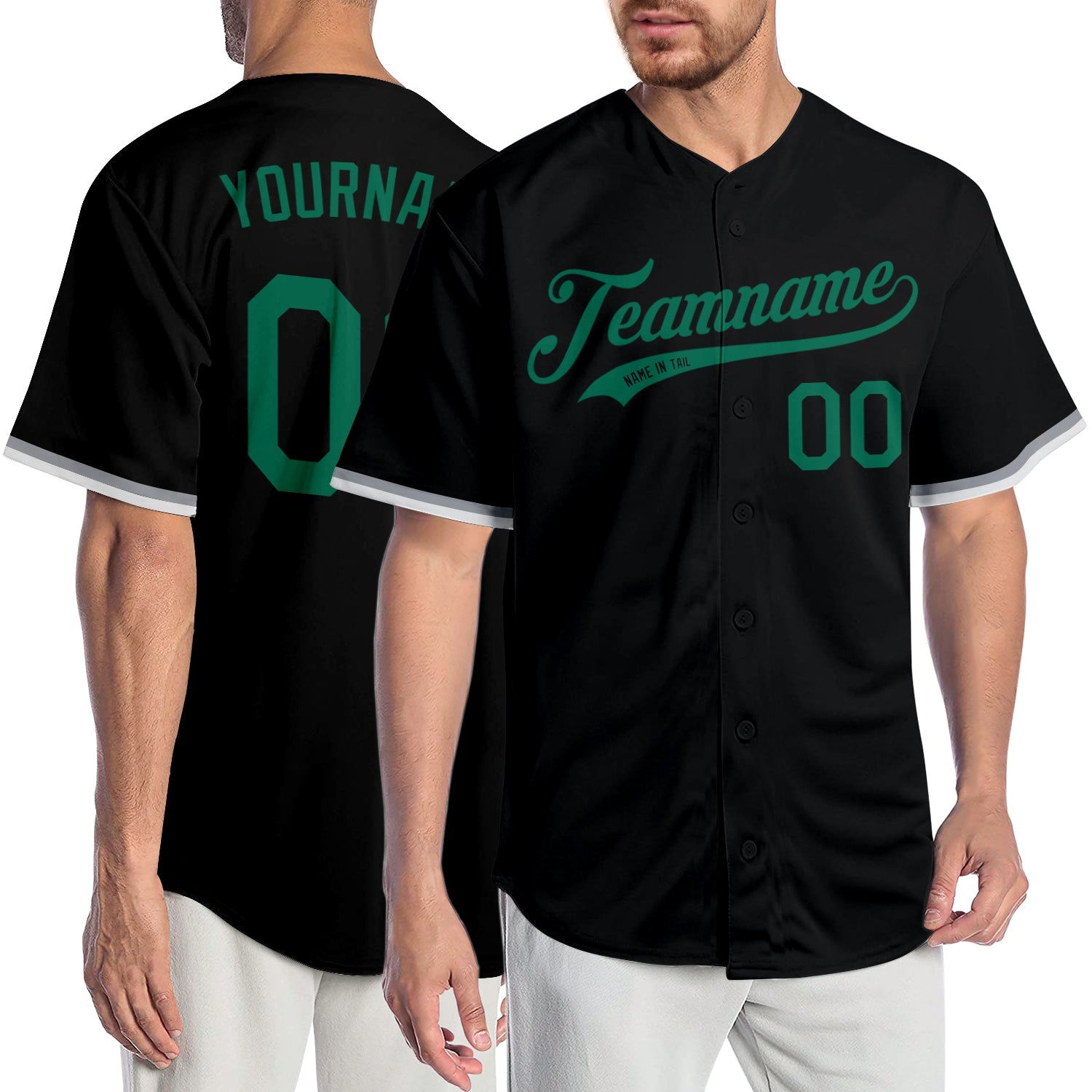 Custom Black Kelly Green Authentic Baseball Jersey - Main View