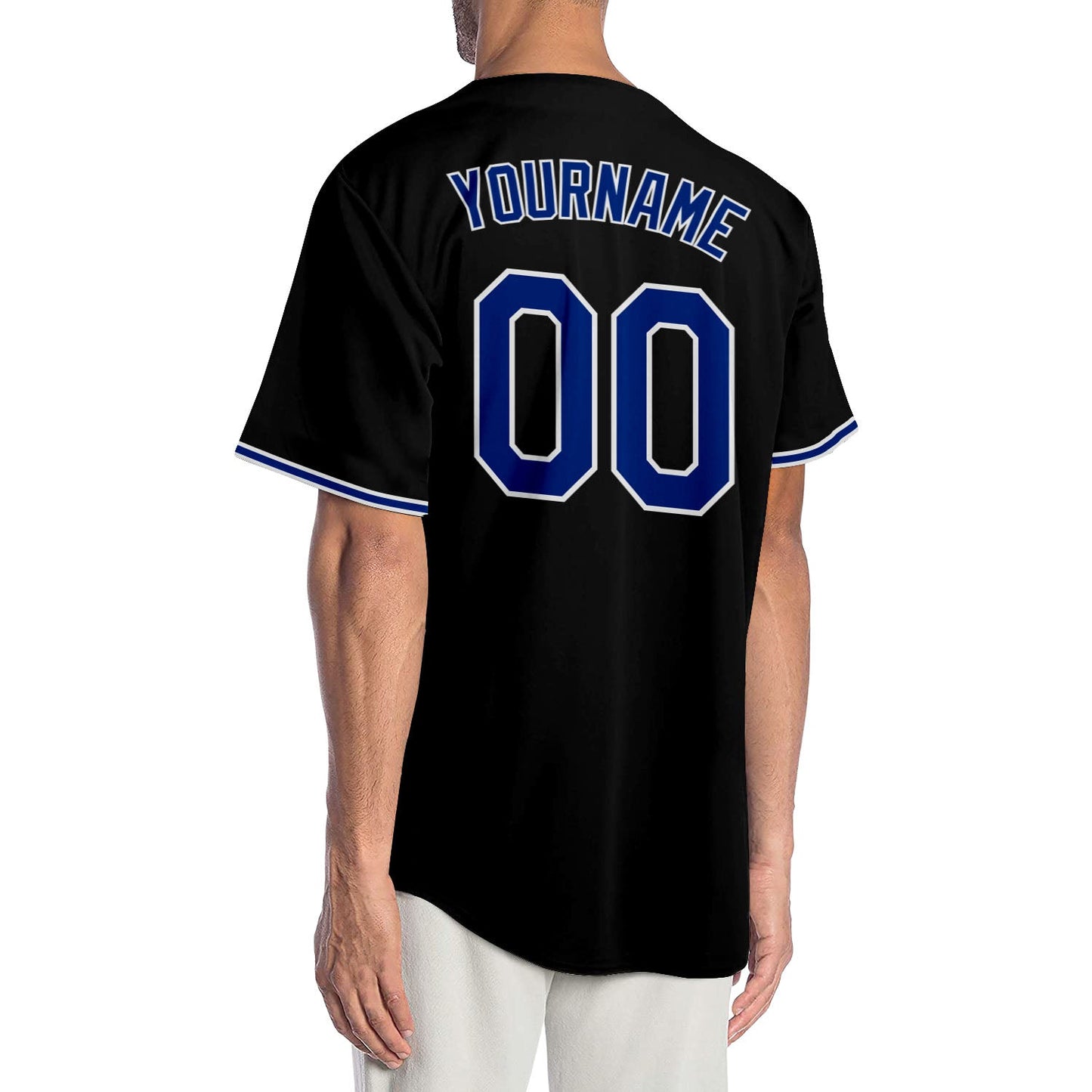 Custom Black Royal-White Authentic Baseball Jersey view 3