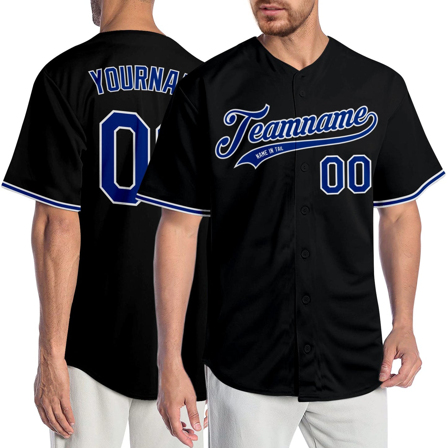 Custom Black Royal-White Authentic Baseball Jersey - Main View