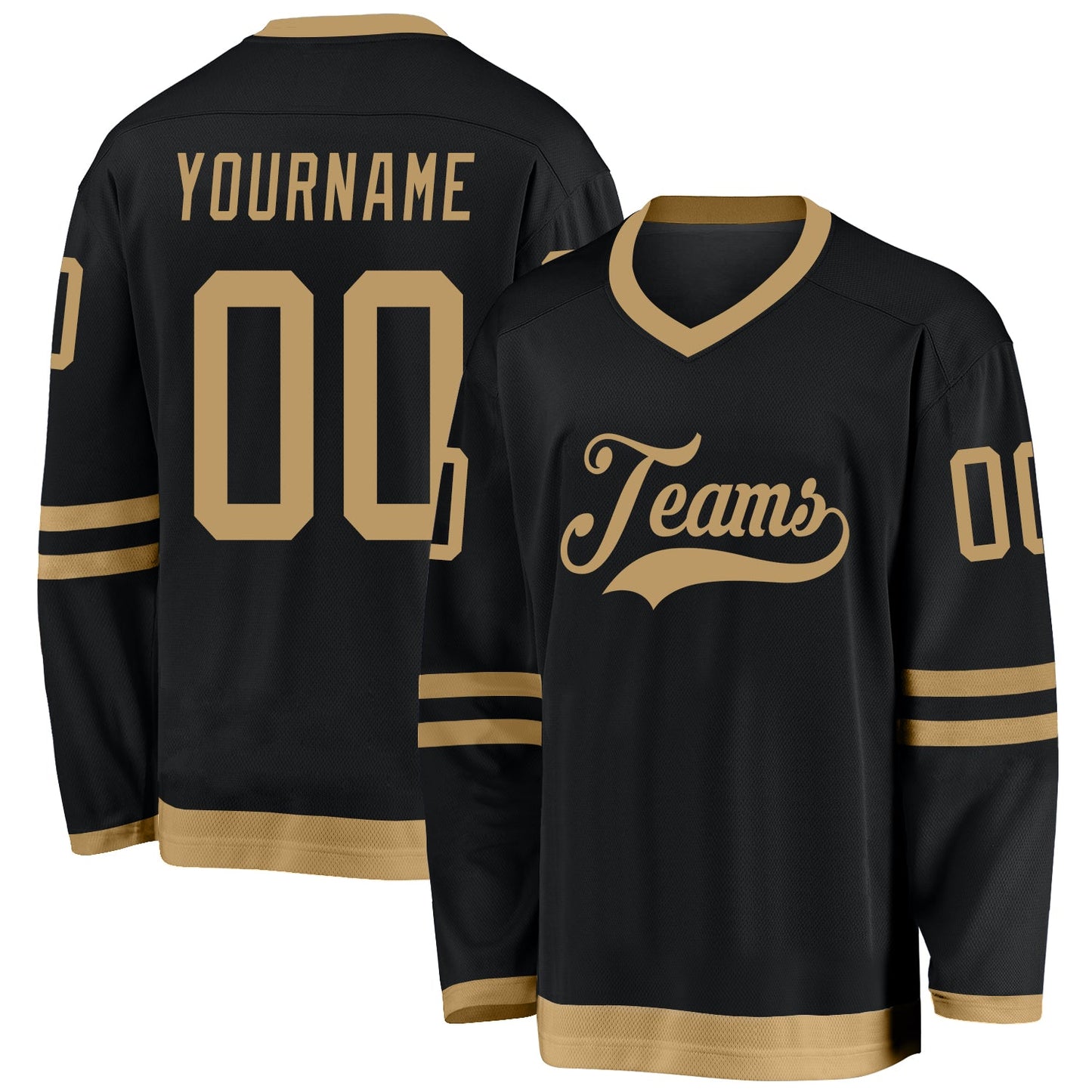 Custom Black Old Gold Hockey Jersey - Main View