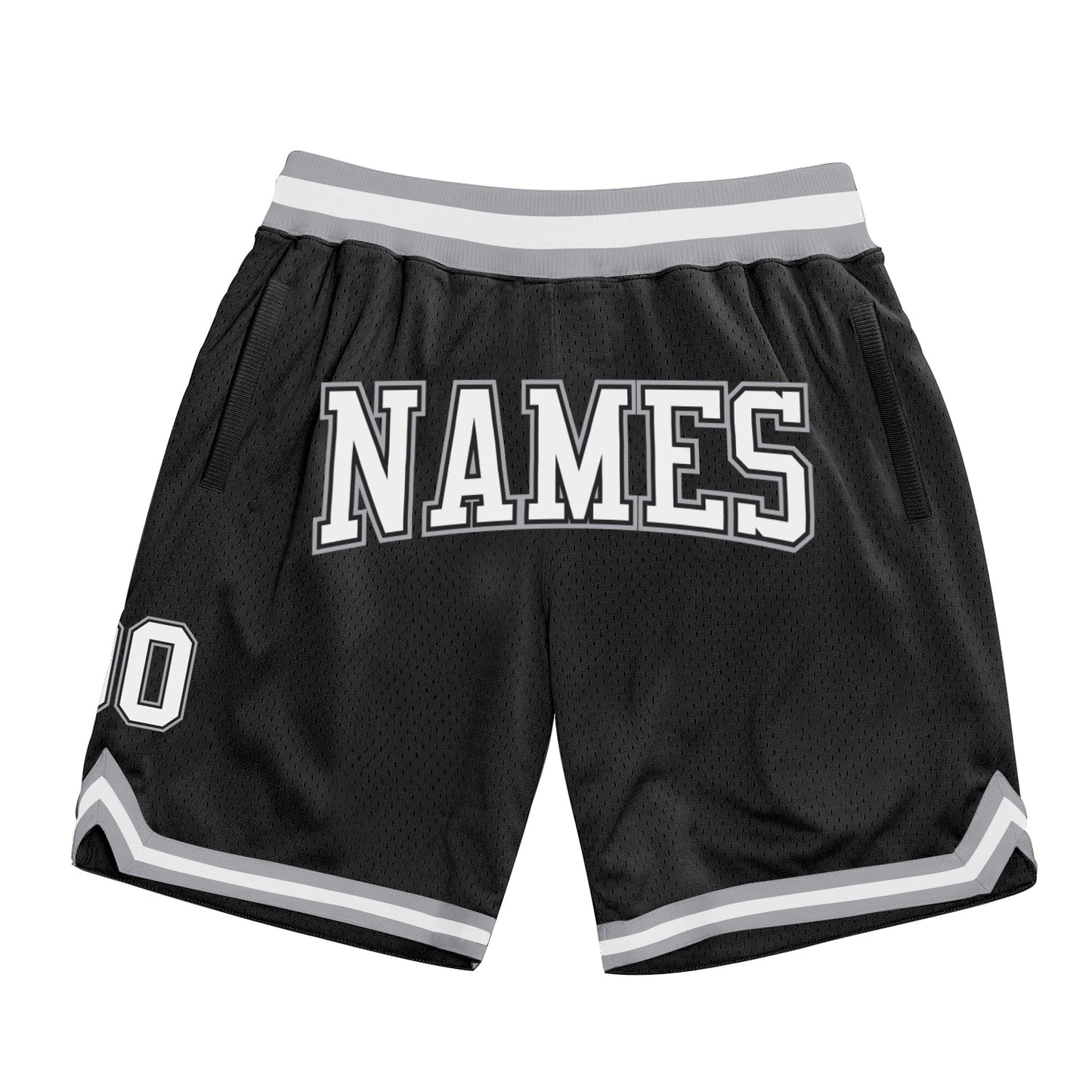 Custom Black White-Gray Authentic Throwback Basketball Shorts - Main View