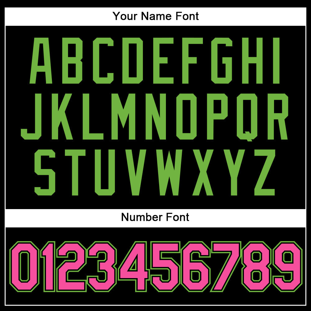 Custom Black Pink-Neon Green Authentic Baseball Jersey view 5