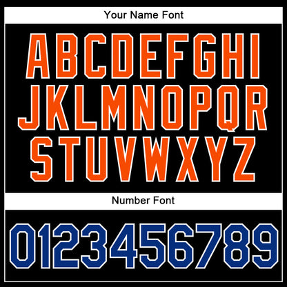 Custom Black Royal-Orange Authentic Baseball Jersey view 5