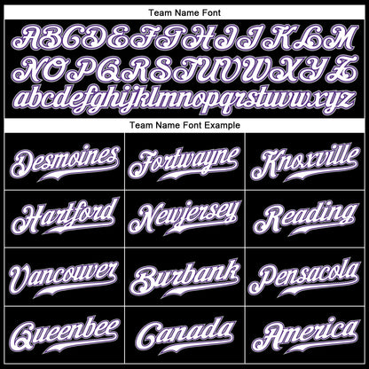 Custom Black White-Purple Authentic Baseball Jersey view 4