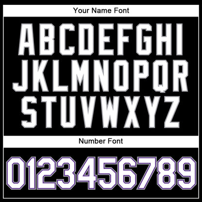 Custom Black White-Purple Authentic Baseball Jersey view 5