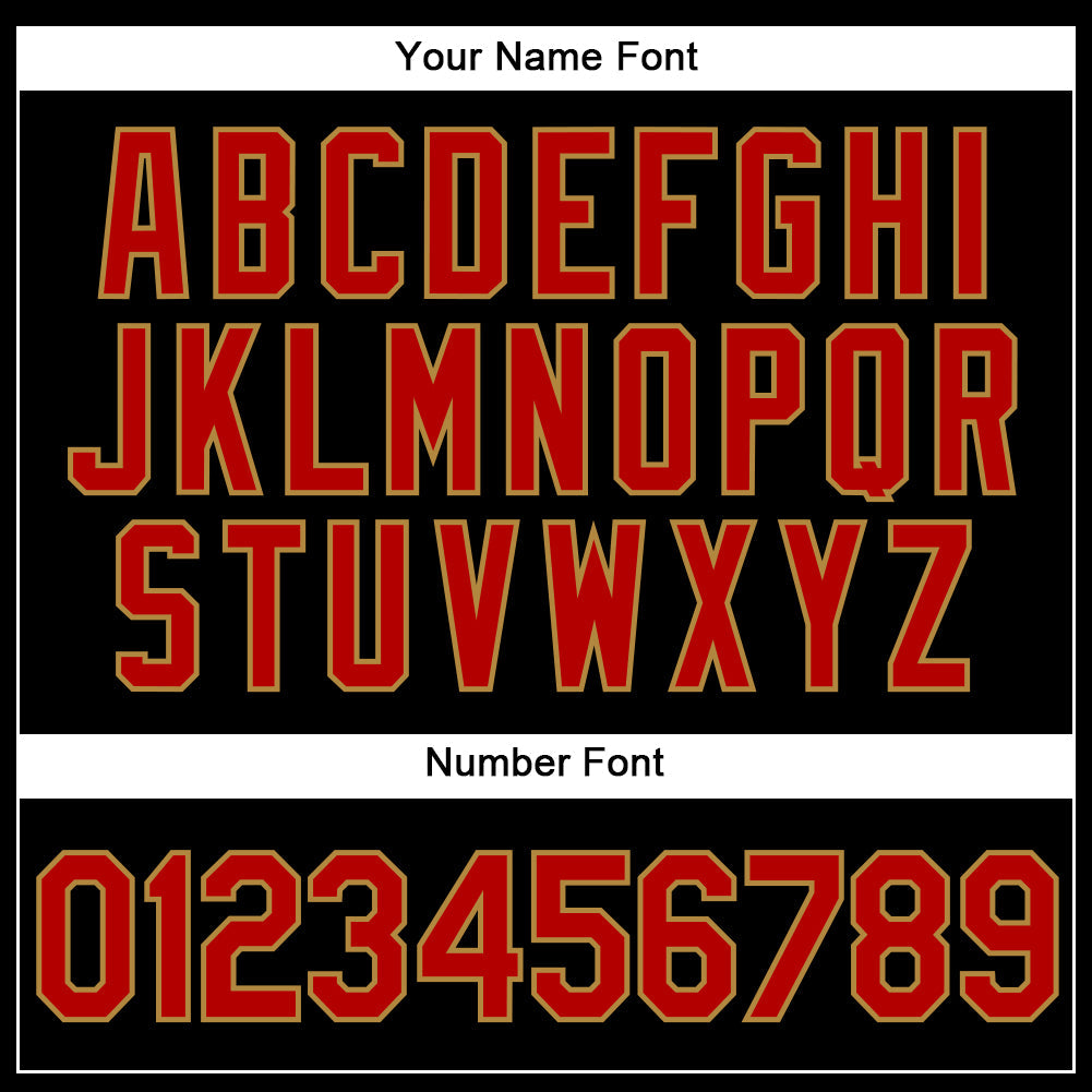 Custom Black Red-Old Gold Authentic Baseball Jersey view 5