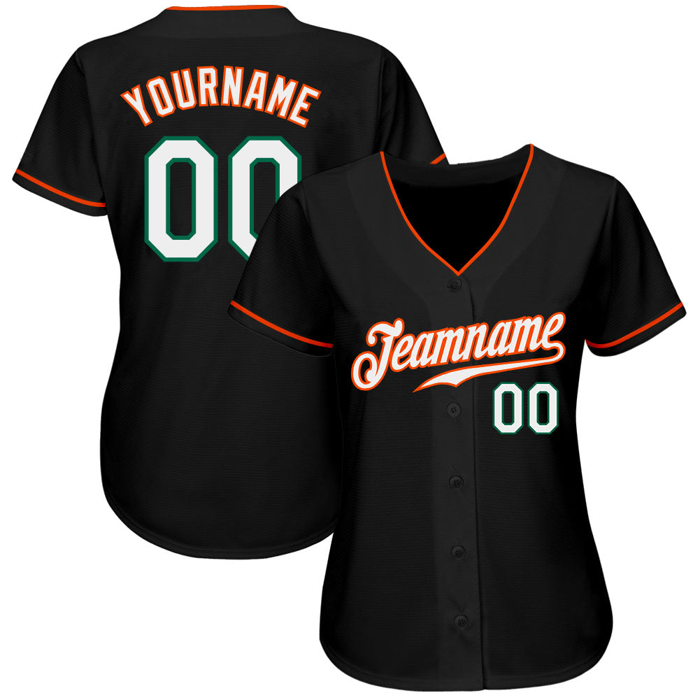 Custom Black White-Orange Authentic Baseball Jersey view 2