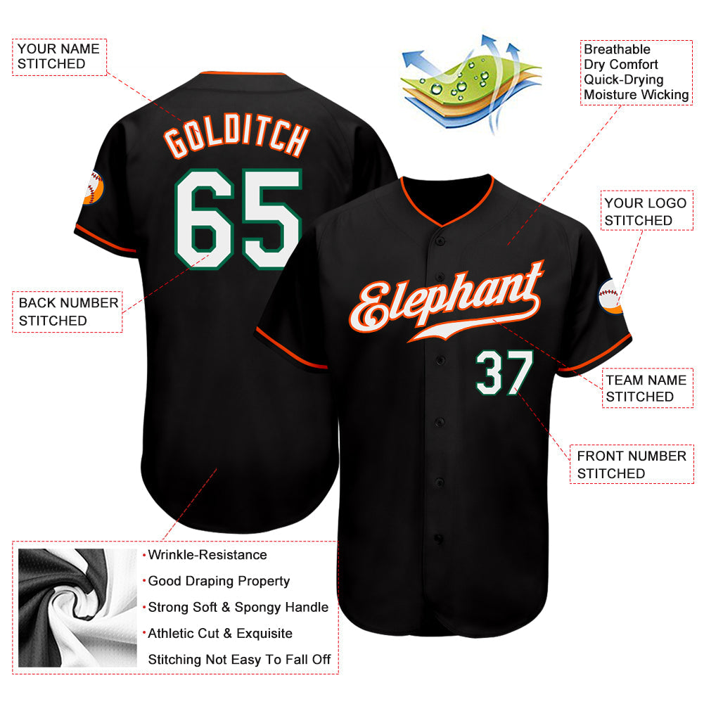 Custom Black White-Orange Authentic Baseball Jersey view 3
