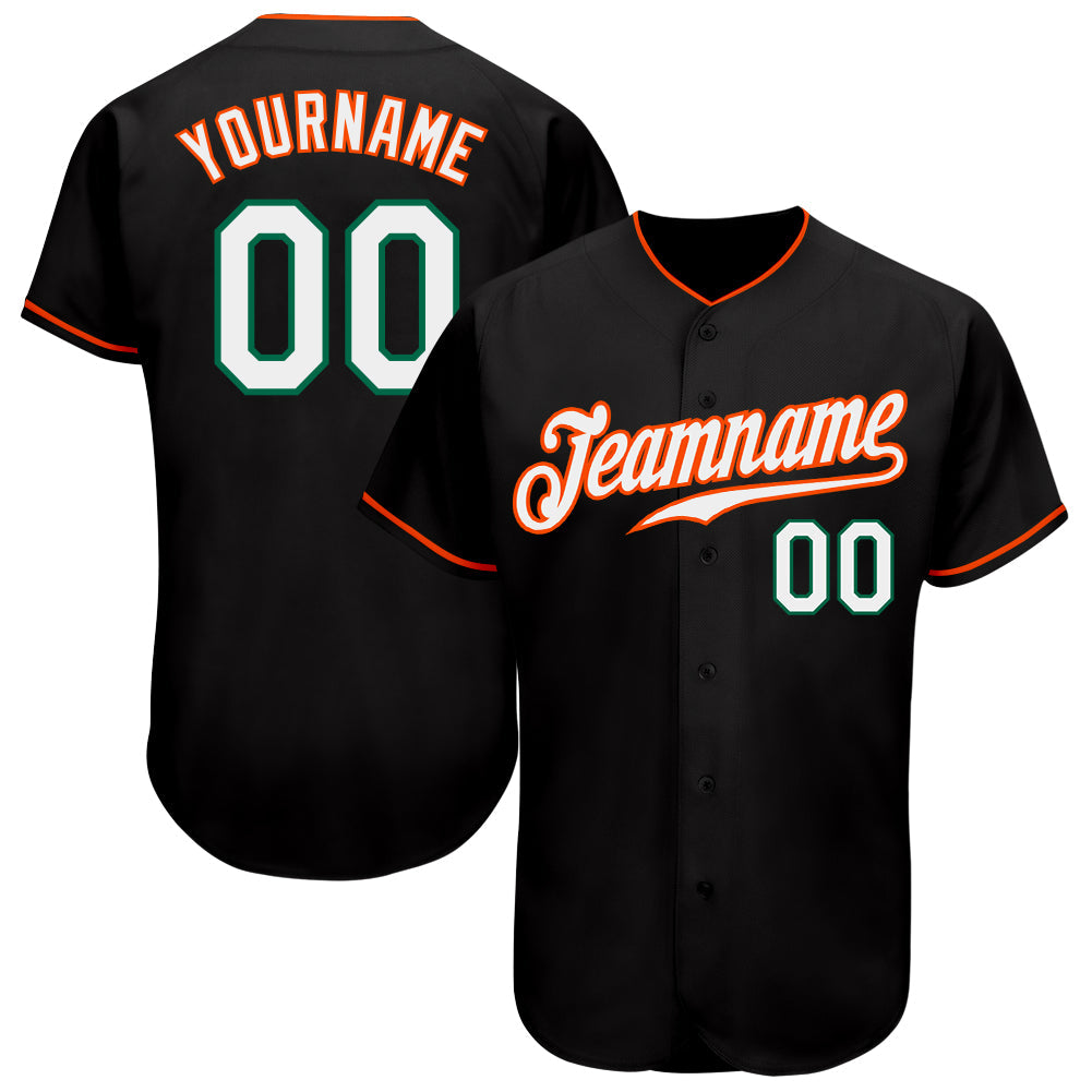 Custom Black White-Orange Authentic Baseball Jersey - Main View